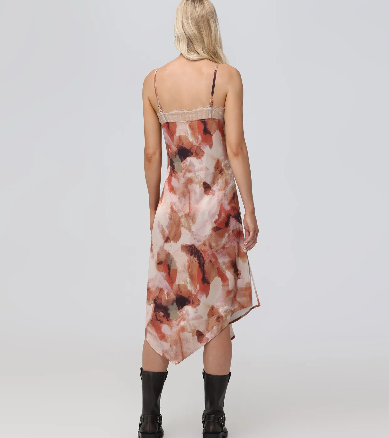 Dresses^Frye Charmeuse Lace Trim Slip Midi Dress