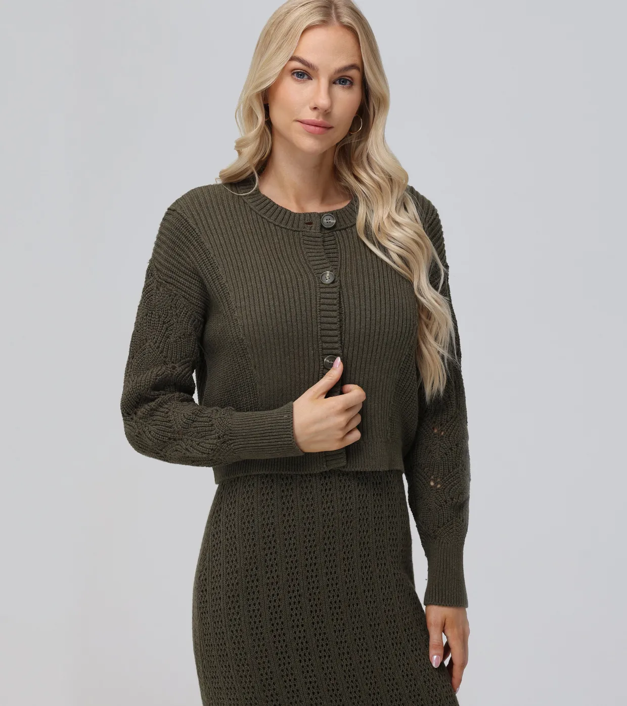 Tops^Frye Mixed Stitch Button Front Cardigan